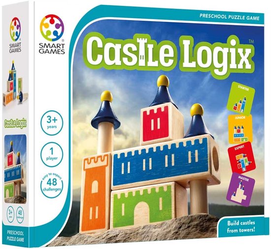 SmartGames Castle Logix - Houten Logisch Denkspel - 48 Ruimtelijke Bouwuitdagingen - Educatief Solospel - Vanaf 3 Jaar