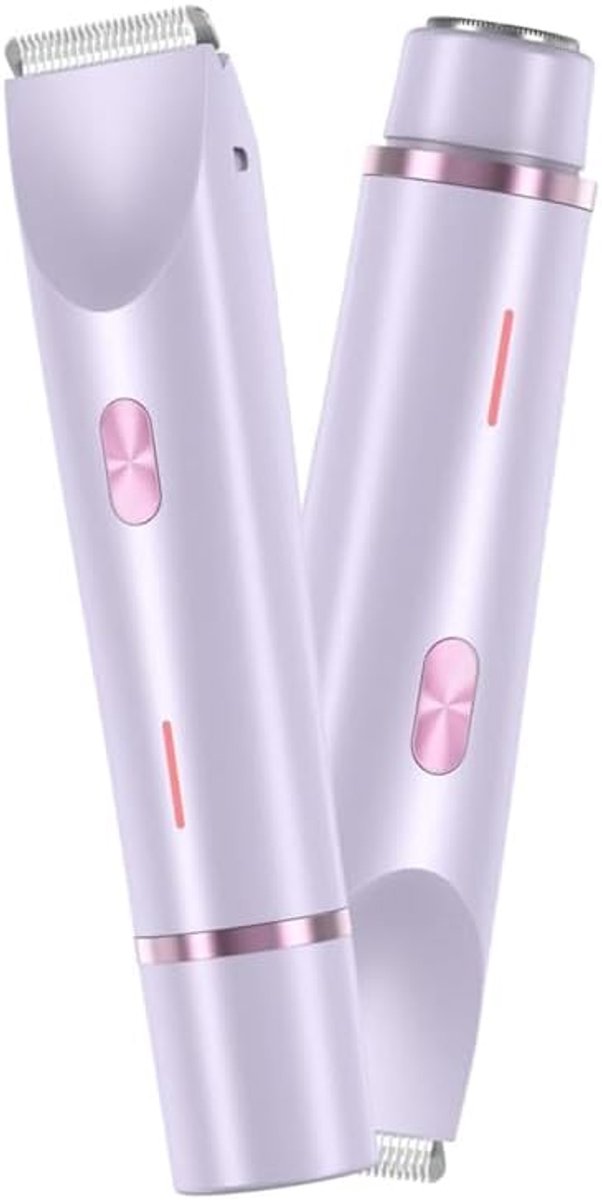 Dubbele scheerkoppen - Epilator voor dames - Haartrimmer - Elektrische epilator - Waterdicht nat en droog - Lichaamshaartrimmer - Gezichtsepilator - Voor bikinilijn, oksels, benen, armen, lichaam en gezicht - Paars