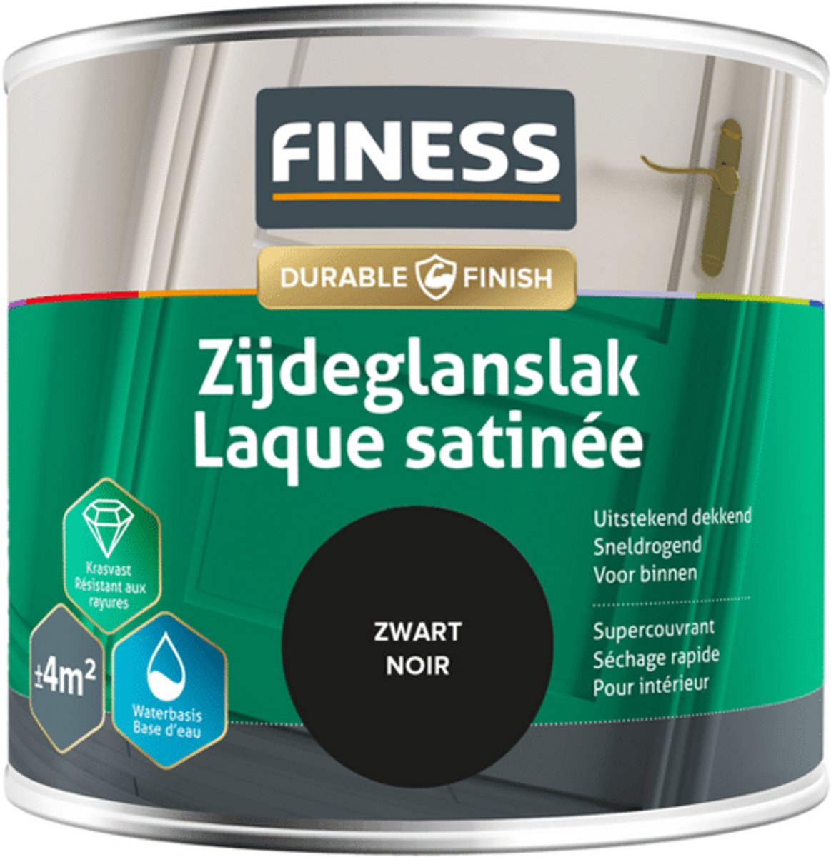 Finess zijdeglanslak - waterbasis - zwart - 0.25 ltr