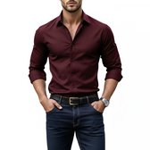 Chemise cintrée Bordeaux Rouge - Homme - Chemisier - Taille S