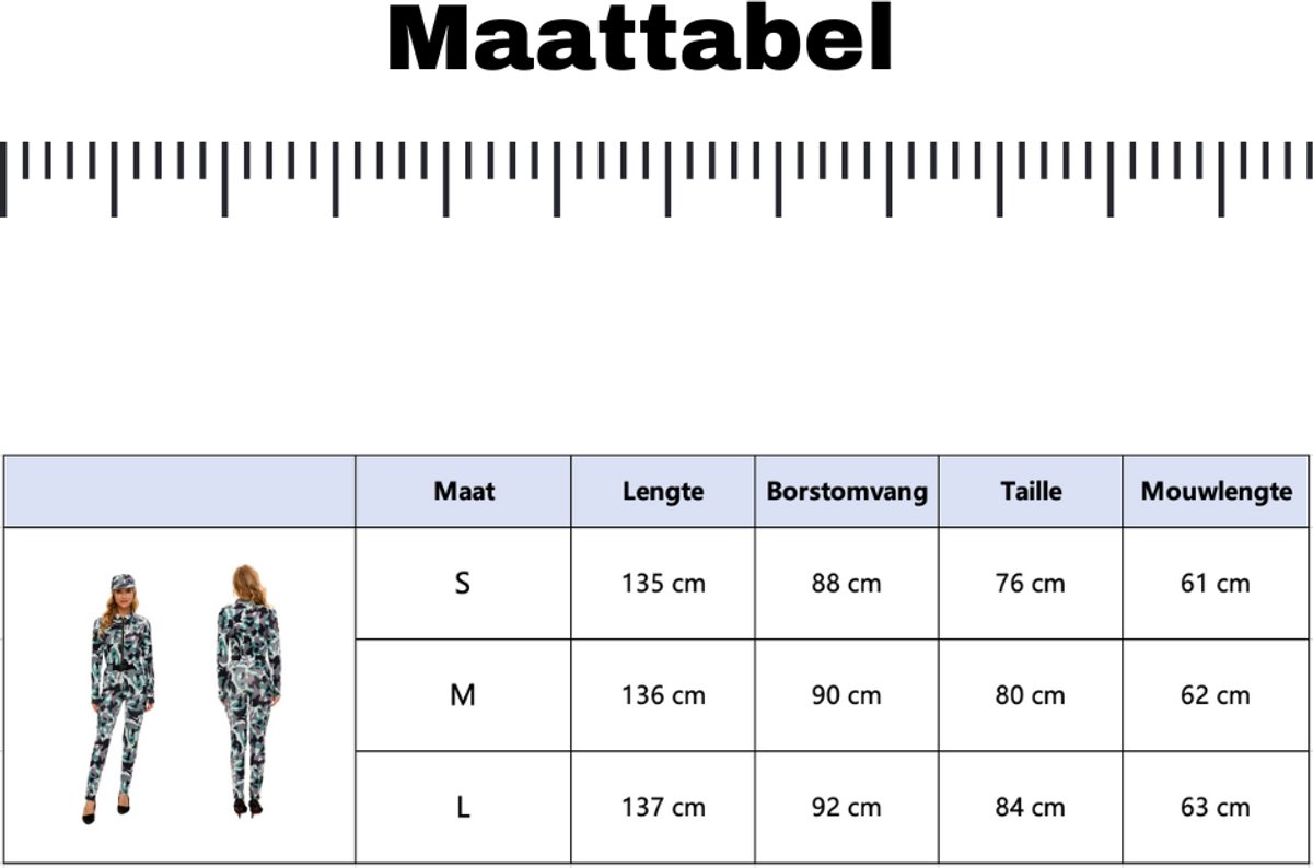 Joya Party® Leger Verkleedpak Dames Camouflage | Sexy Army Jumpsuit met Pet & Riem | Vrouwen Militair Kostuum | Camouflage Militair Verkleed Pak | Carnaval, Halloween, Themafeest | — afbeelding 6