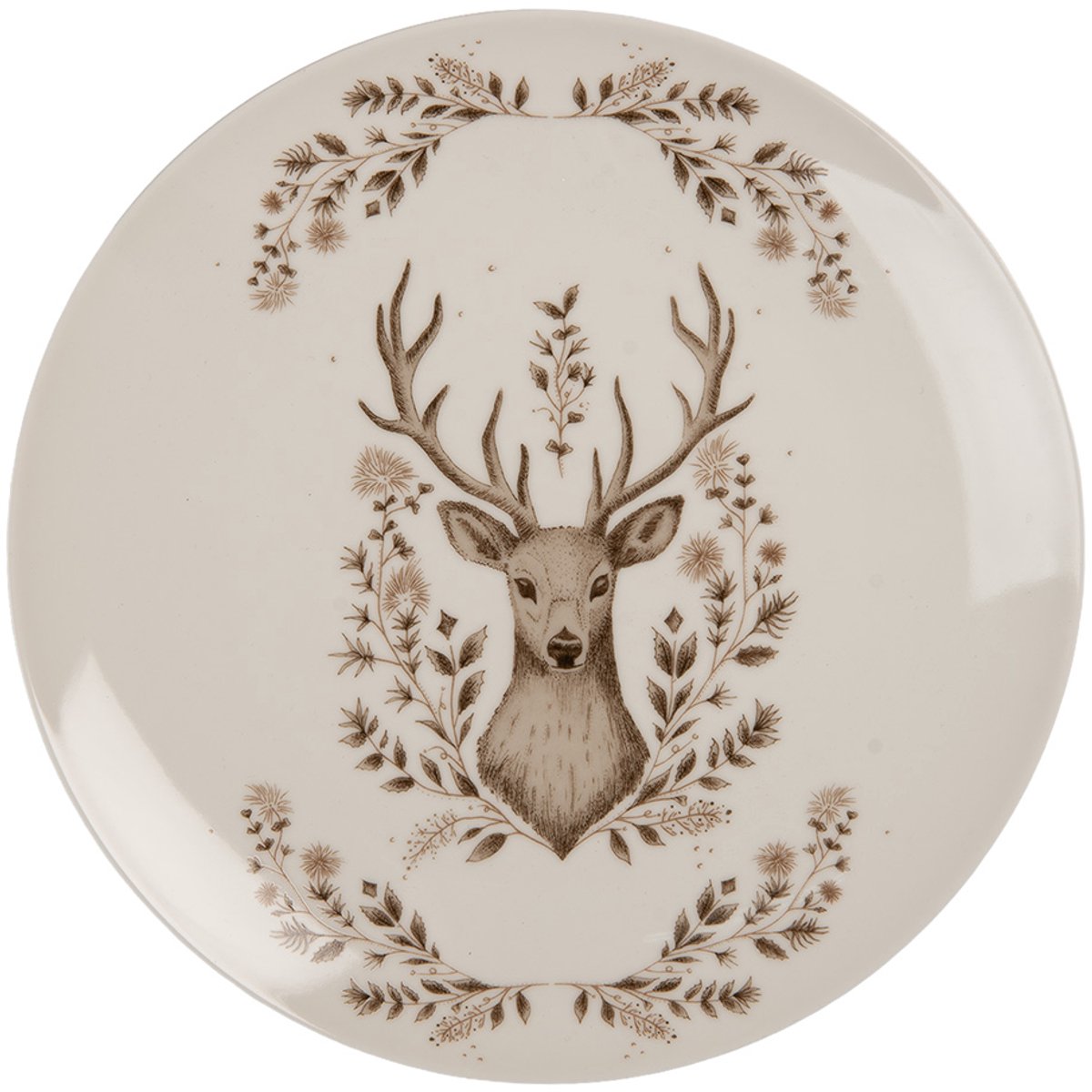 Clayre & Eef Ontbijtbord Ø 20x2 cm Beige Porselein Hert
