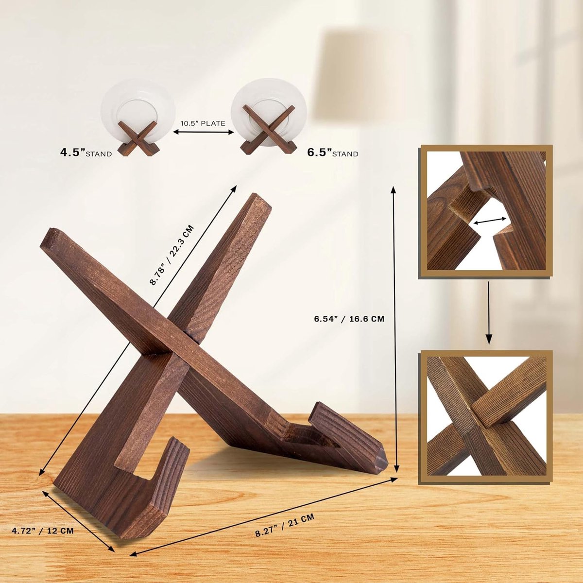 Bordenstandaard - Bordenhouder - Boekstandaard - Borden Display Standaard - 6.5 Inch - Bordenhanger - Bordenrek - Standaard - Houder - Steun - Rek - Hanger - Borden En Boeken - Kookboek - Voor Sierborden - Niet Gemakkelijk Vervormd - Duurzaam - Hout — cadeau in Cadeau-ideeën - foto 5