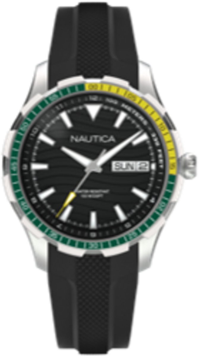 Nautica Nst Everyday Quartz Analoog Horloge Zwart Material 100% Roestvrij Staal 100% Siliconaarmband 44 mm NAPNSF512