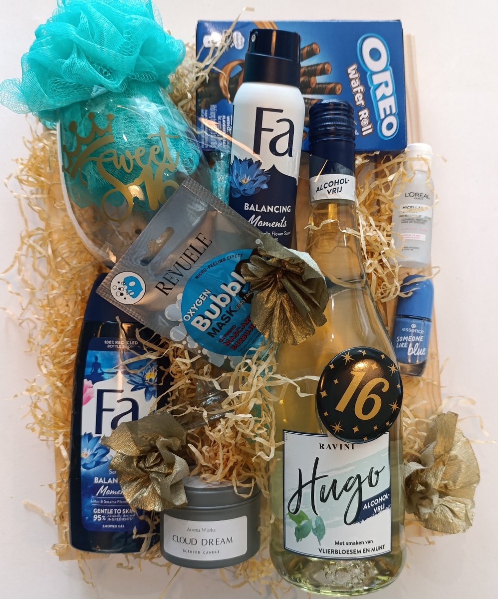 Sweet 16 Cadeaupakket Blue Edition - Verjaardagscadeau voor meisje 16 jaar