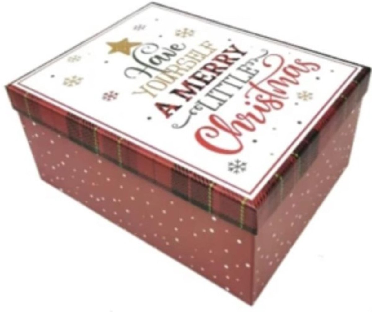Luxe Cadeaudoos met Deksel - 33*25.5*14.5cm - Rood – Kerst Geschenkdoos – Stevig & Herbruikbaar – Cadeauverpakking voor Kerstcadeaus