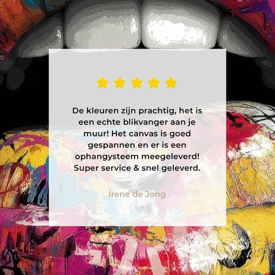 Canvas schilderij 80x120 cm - Wanddecoratie Lippen - Graffiti - Expressief - Muurdecoratie woonkamer - Slaapkamer decoratie - Kamer accessoires - Schilderijen op canvas