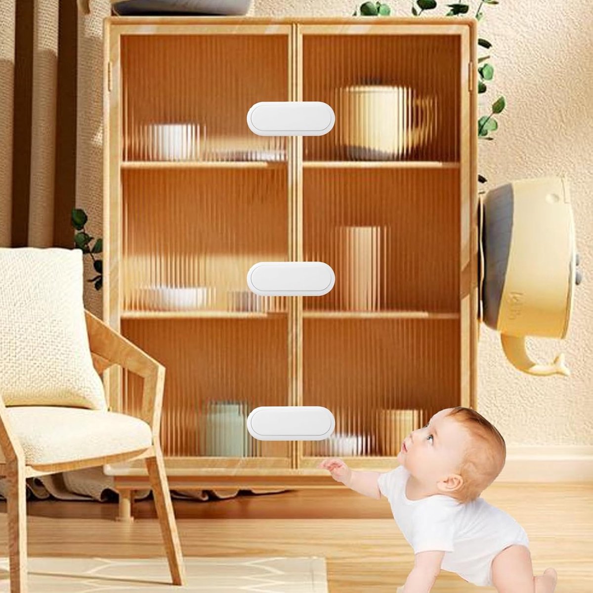 Kindveilige kastsloten - Veiligheidsslot - Baby Slot - Kinder Beveiliging - Kinderslot - Zelfklevend kinderslot - kindersloten - zelfklevende ladesloten voor koelkasten - zonder boren - multifunctionele kastsloten - voor meubels, keuken - 4-pack – foto 2