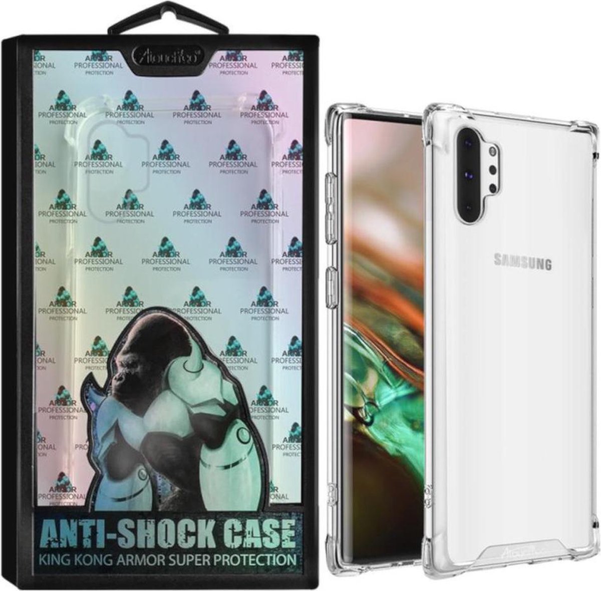 Anti-Shock TPU + PC voor Samsung Note 10 Plus - Transparant