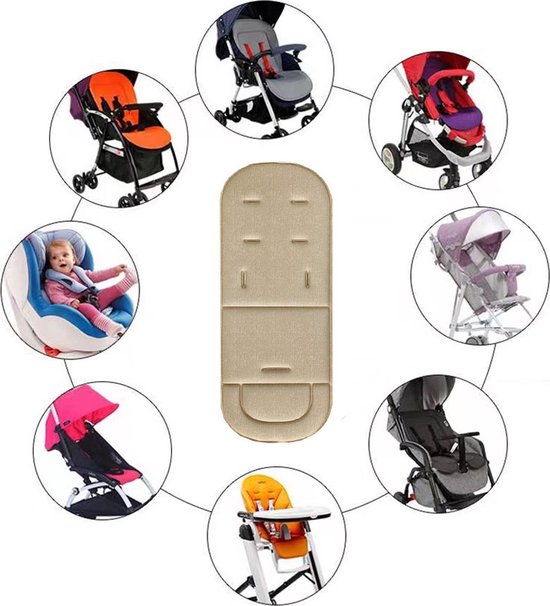 Dun Universeel Buggy Inlegkussen - Buggy Inlegger - Beige/Zand - 33x80x1 cm - Kinderwagen Accessoire — afbeelding 2