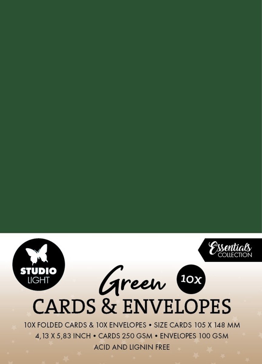 Cards & envelopes Christmas green A6 - Essentials nr. 14