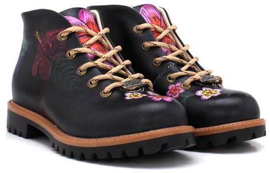 GOBY - Black Flower Print - Bottes pour femmes - Botte - Bottes - Bottes femme - Bottes femme - Bottines - Fait main - Taille 40
