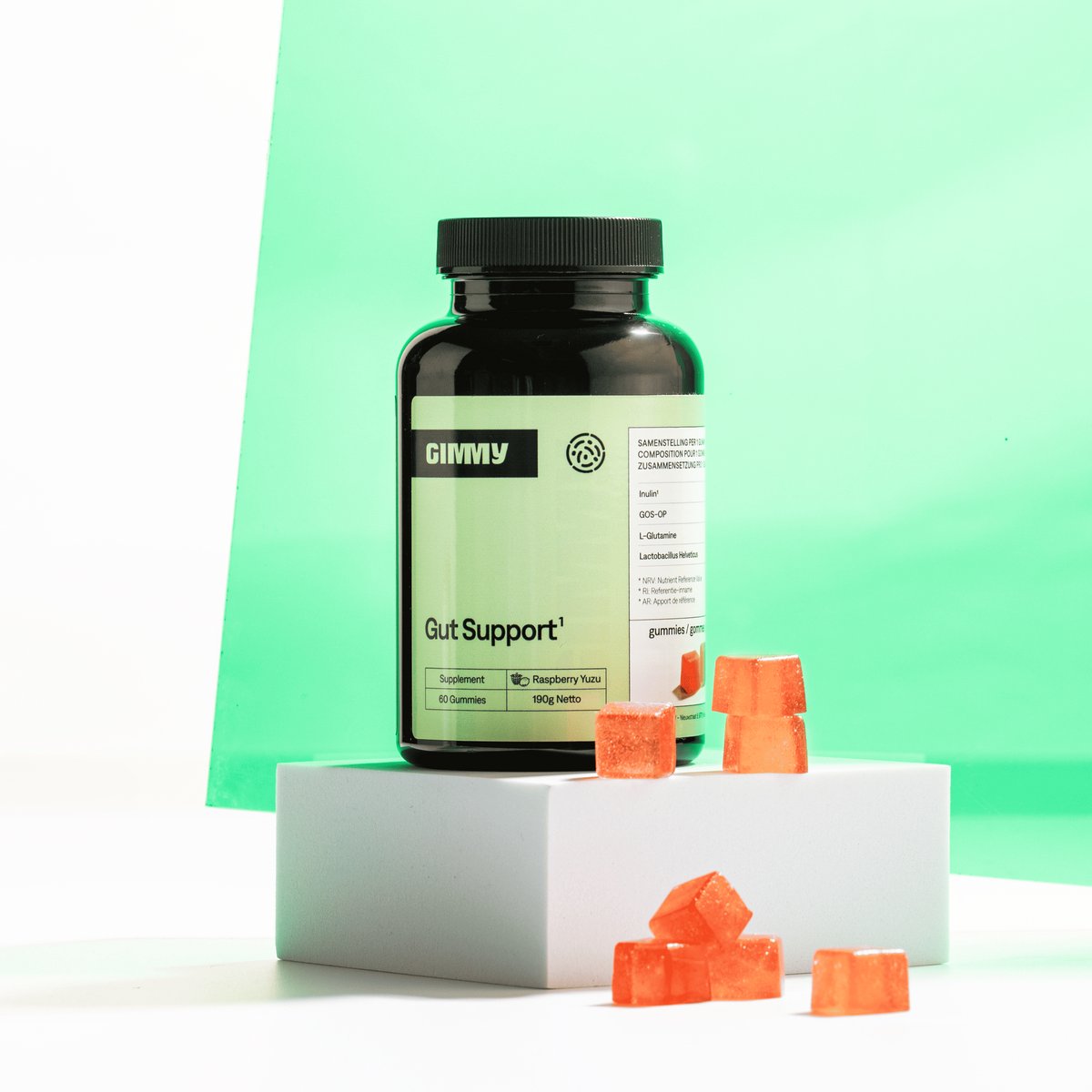 GIMMY Gut Support - Supplement voor goede stoelgang en gezonde darmflora - Inuline, GOS-OP, L-glutamine en lactobacillus helveticus - Vegan, suikervrij & natuurlijk - Ontwikkeld door apothekers - 60 gummies