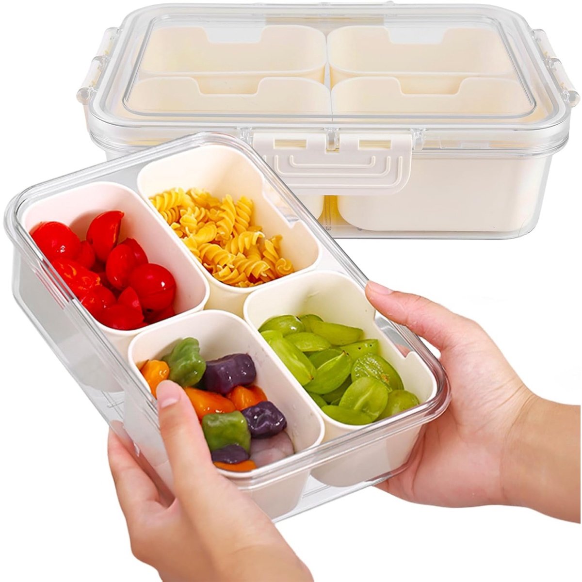 EXCITAT Verzegelde doos - Snacklade - Opbergdoos met compartimenten - Geschikt voor snoep, groenten, koekjes, noten, desserts, fruit
