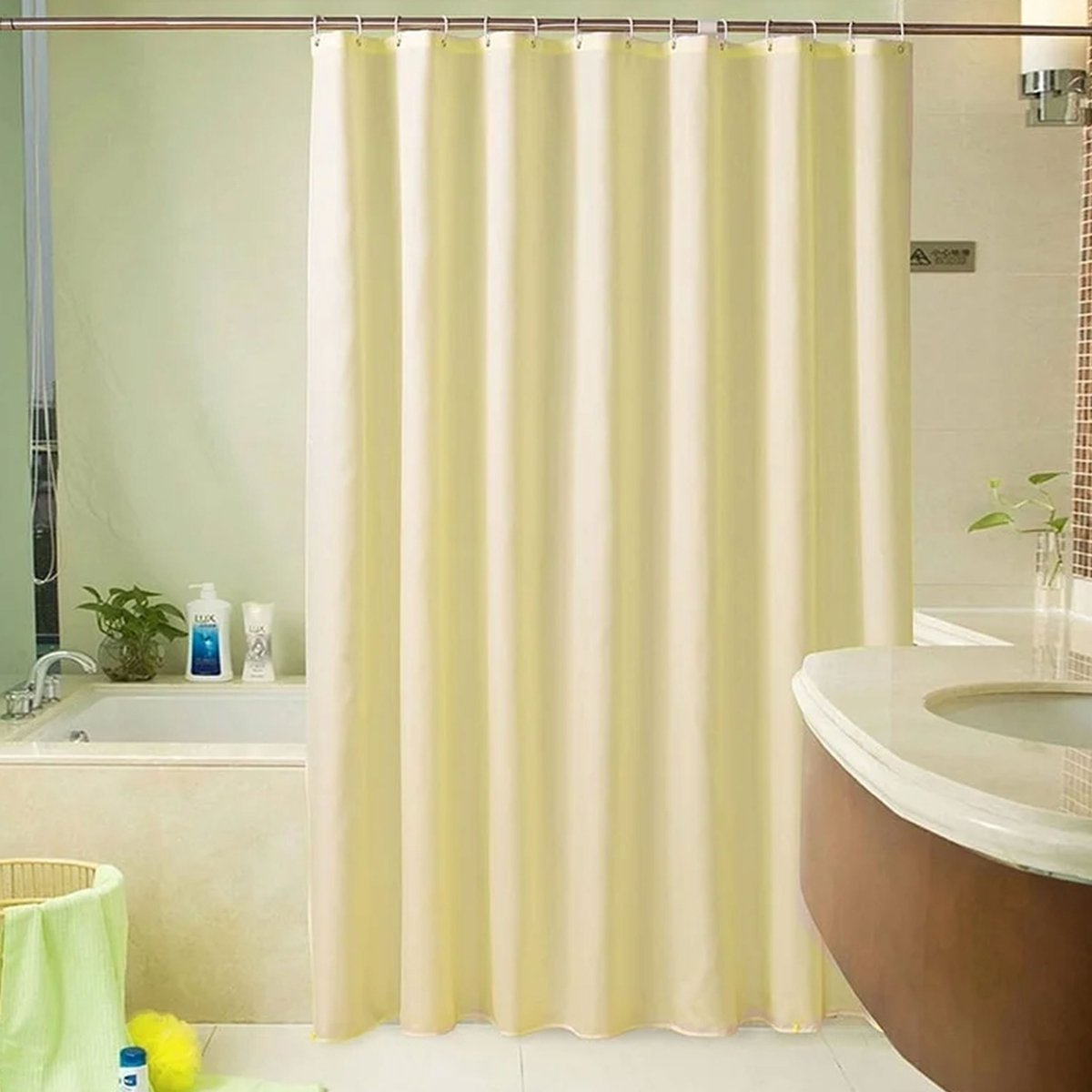 Douchegordijn 120 x 200 cm Badgordijn EVA Waterdicht Anti Schimmel Badkamergordijn met 8 Douchegordijn Haken Wasbaar Shower Curtain voor Badkamer Badkuip - Geel