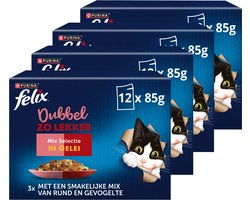 Felix Dubbel Zo Lekker in Gelei - Kattenvoer Natvoer - Mix Selectie - 48 x 85 g