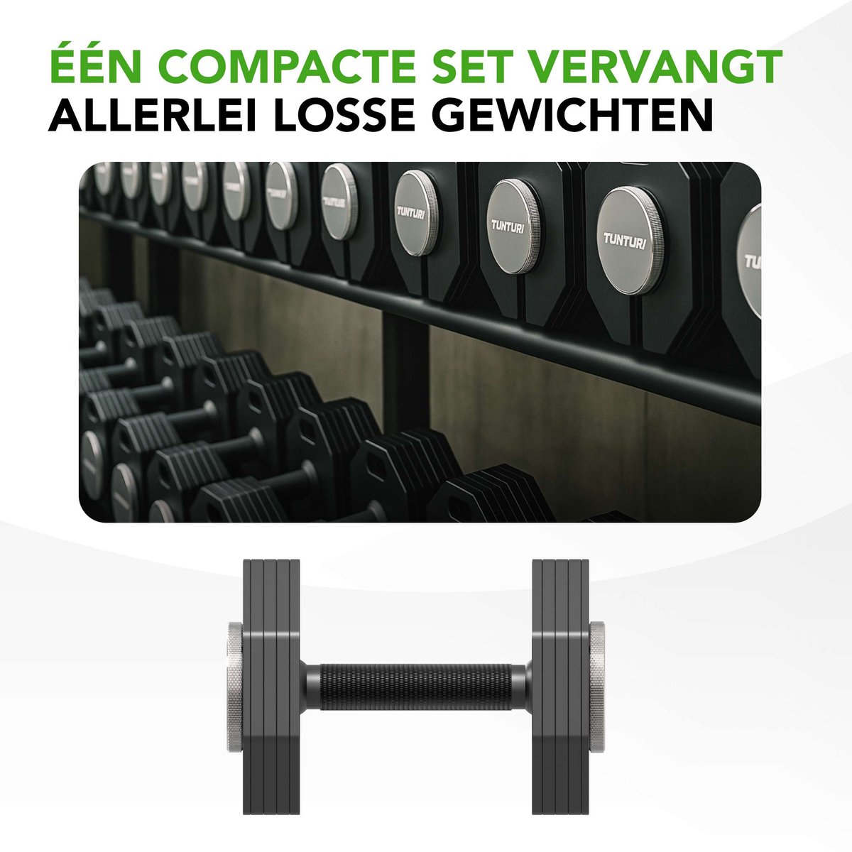 Tunturi Rapid Adjustable Dumbbell - Enkele dumbbellset van 20kg - Verstelbaar van 4 t/m 20 kg - 9 dumbels in één - Gewichtenset voor home gym – foto 7