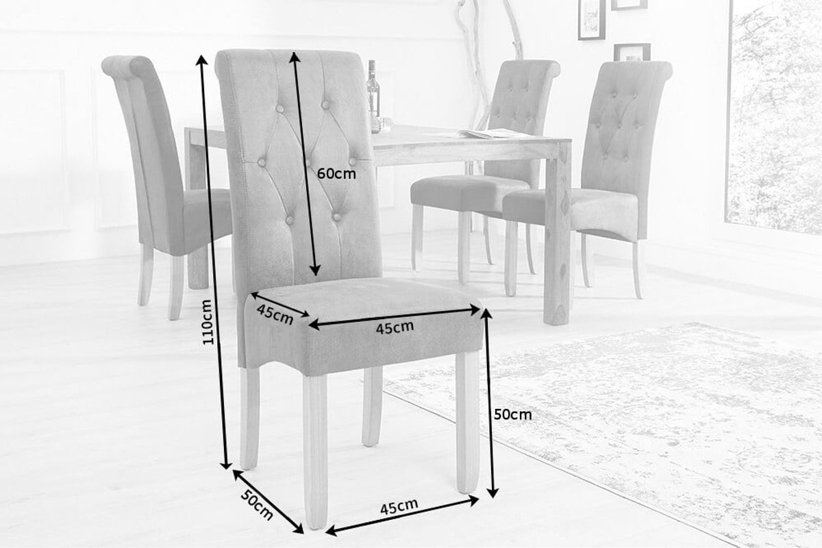 Invicta Interior Elegante stoel CASA vintage bruin met decoratieve knopen massief houten poten - 37292 Zie omschrijving