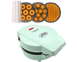 JAP Appliances Dough Joy 3in1 wafelijzer, Donutmaker, cake pop maker - Inclusief Cakepop 50 stokjes - Groen - PFAS-vrij