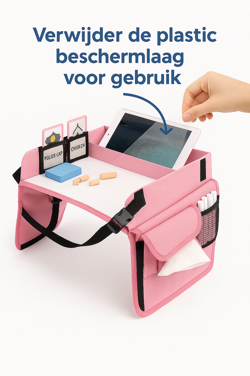 BPgoods® - Reistafel voor kinderen - Tablethouder - Autotafel - 2025 - Auto organizer voor kinderen - Speeltafel auto - Tekentafel – Paars - Kleurboek