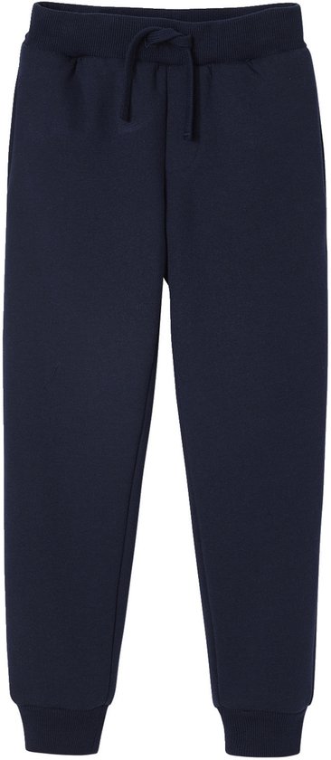 Joggingbroek van sweatstof voor jongens met sherpa voering marineblauw