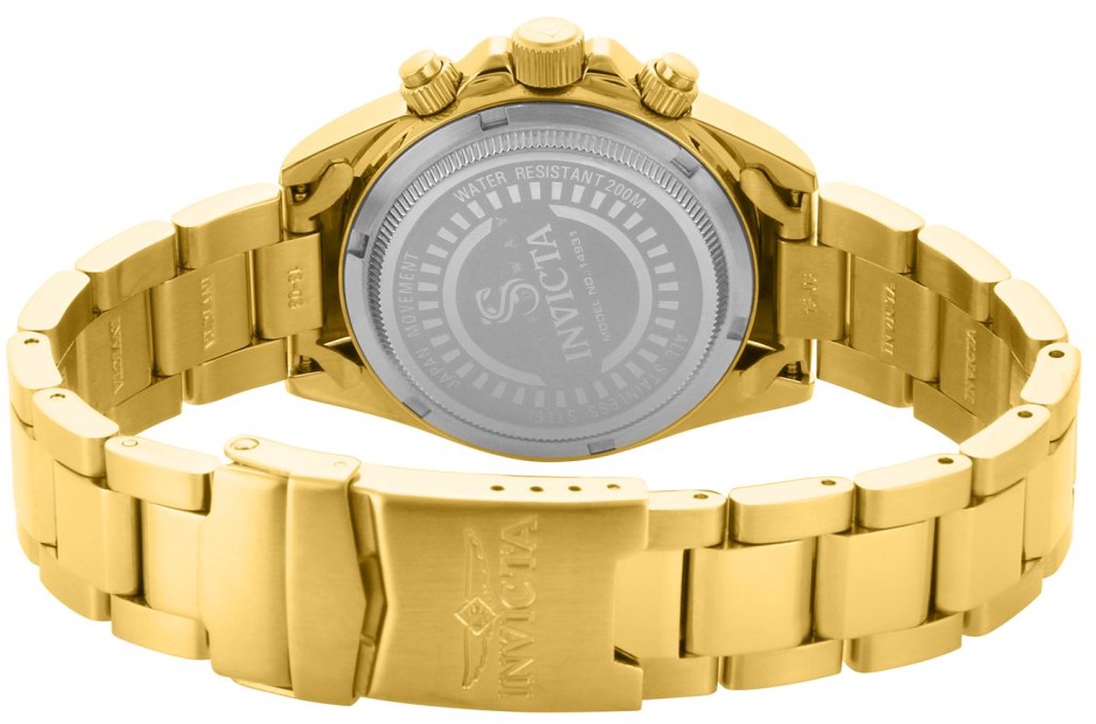 Invicta Speedway 14931 Dames Horloge - Waterdicht - Analoog - Quartz Uurwerk - Roestvrij Staal met gouden Wijzerplaat - mm