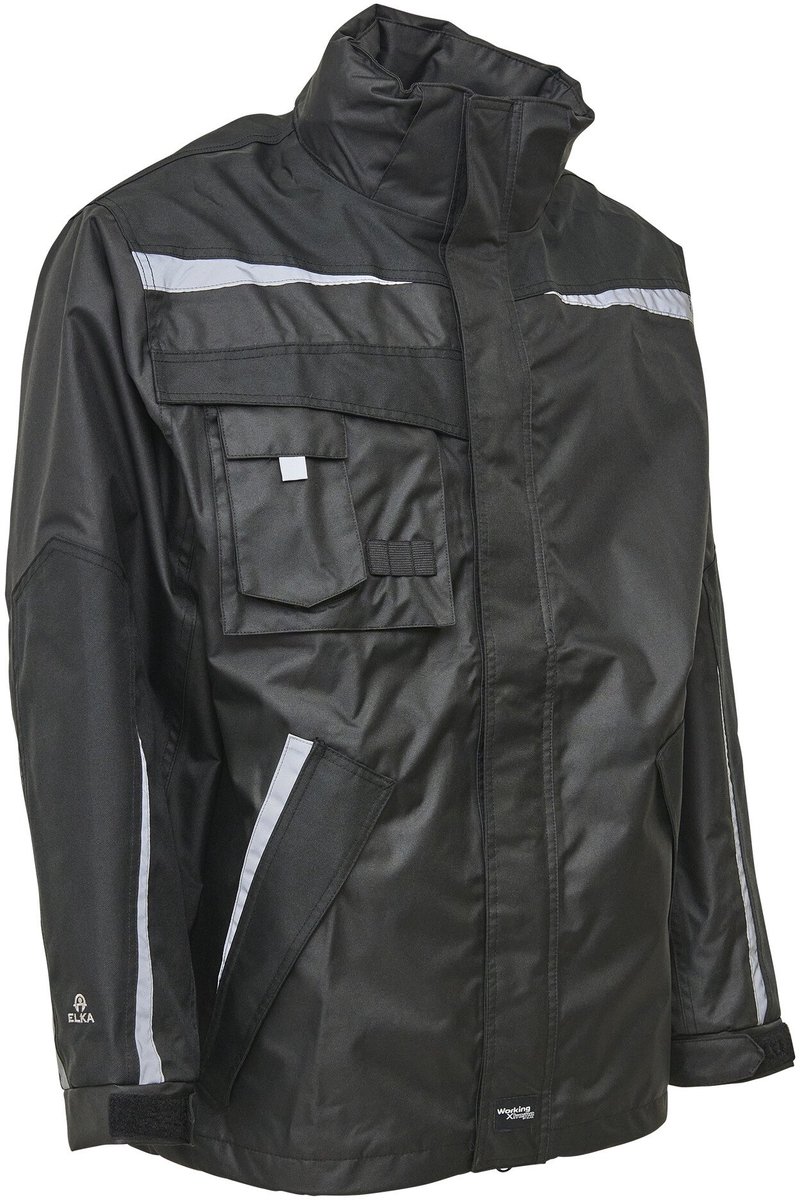 Elka Working Xtreme Oxford rain jacket with reflective tape 086004 Zwart