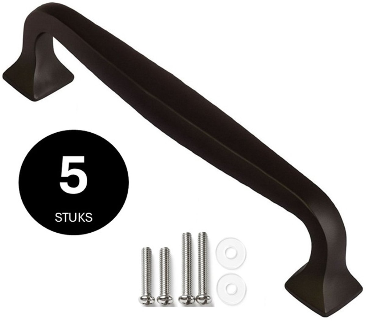 Handgrepen zwart - Handgreep zwart 128mm - 5 stuks - Handgrepen kast - Meubelgrepen - Keukengreep zwart - Kastgrepen - Handgrepen keukenkastjes - Meubelgreep - Handgrepen voor deurtjes - handgreep keuken - Deurgreep - ladegreep - incl schroeven