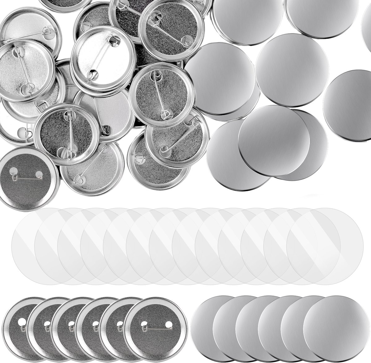 Creatorally DIY Speld Buttons - 32mm - 200 sets knoppenmaker benodigdheden - pin - Badge voor pin maker - Metalen blanco voor Badge maker machine