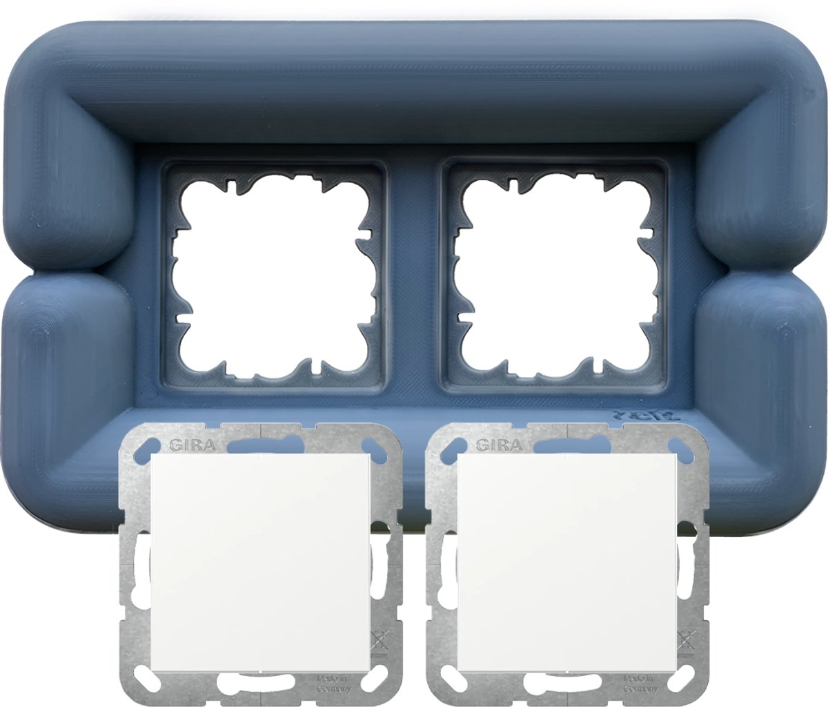Felt- Stopcontact - Office grey - Big Buoy (double) - 2 lichtschakelaars - Plug frame