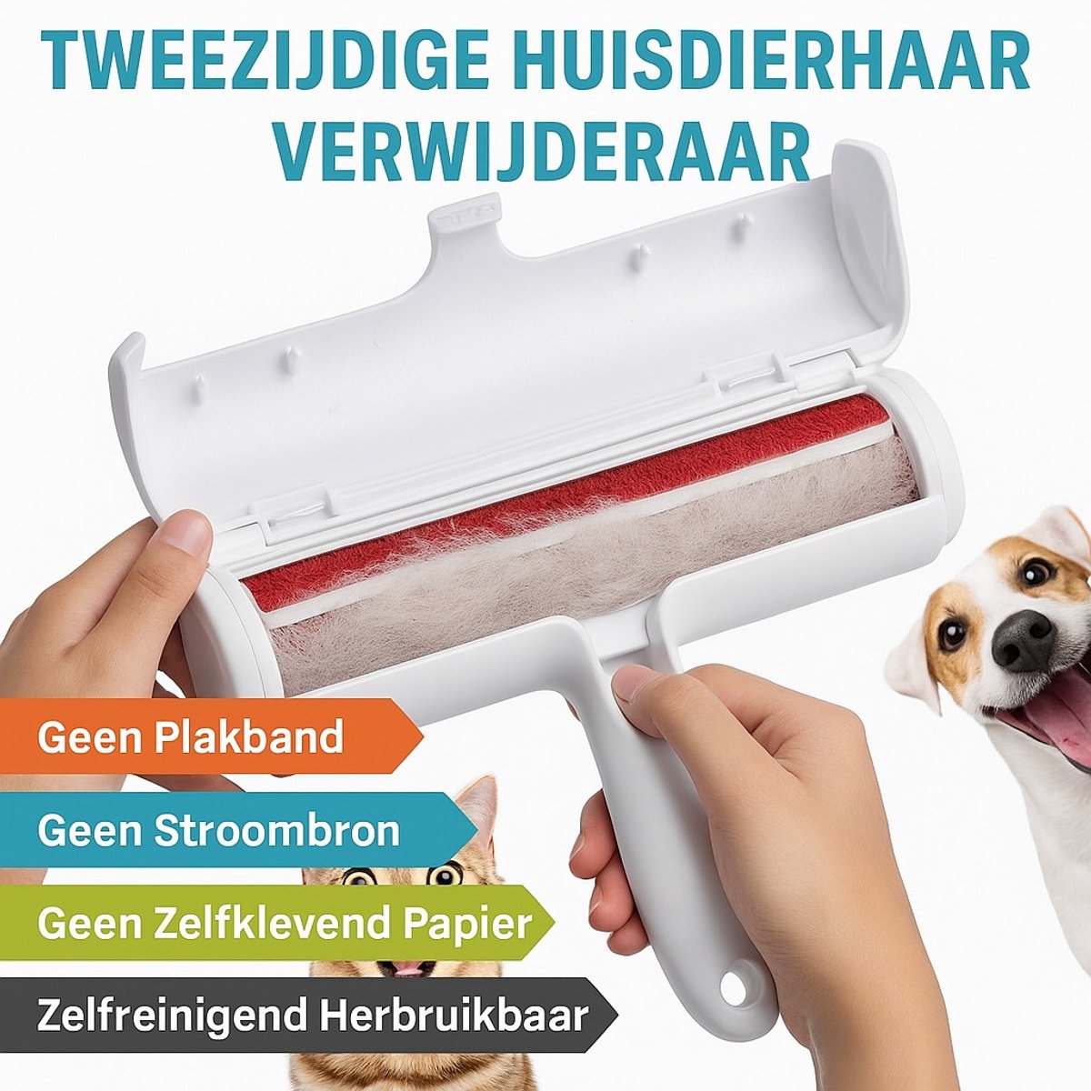 SoNis Haarverwijderaar – Pluizen- & Dierenhaar Verwijderaar – Kledingborstel & Roller – Voor Katten- en Hondenharen – Pluizenborstel voor Kleding en Meubels