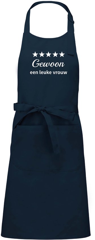Tablier de cuisine de Luxe avec inscription « Just a Nice Woman » - Cadeau pour cuisiner et barbecue - Ajustable, avec poche avant - 76 x 90 cm - Bleu marine