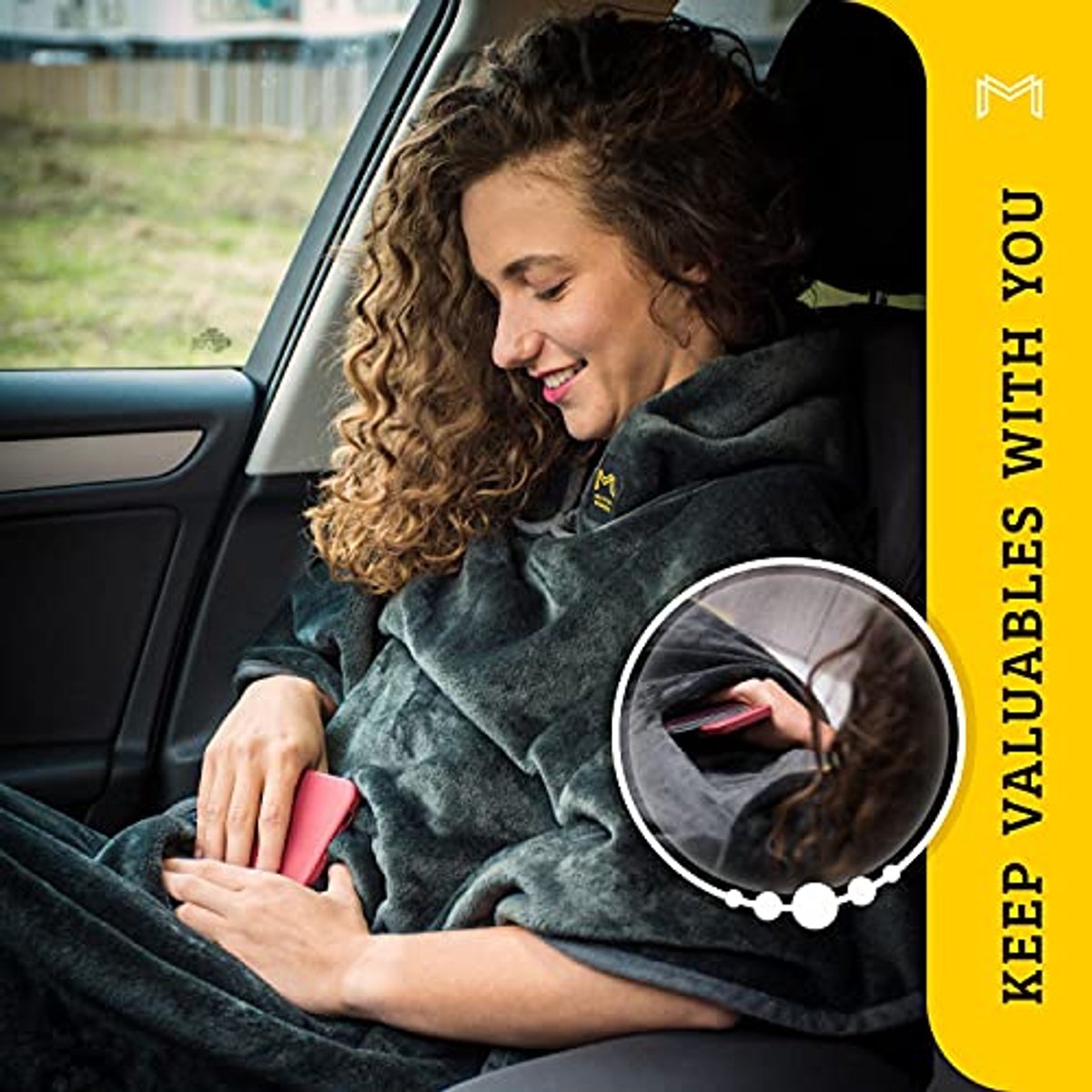 Compacte Reisdeken met Capuchon - 2-in-1 Vliegtuigaccessoires voor Comfortabel Reizen