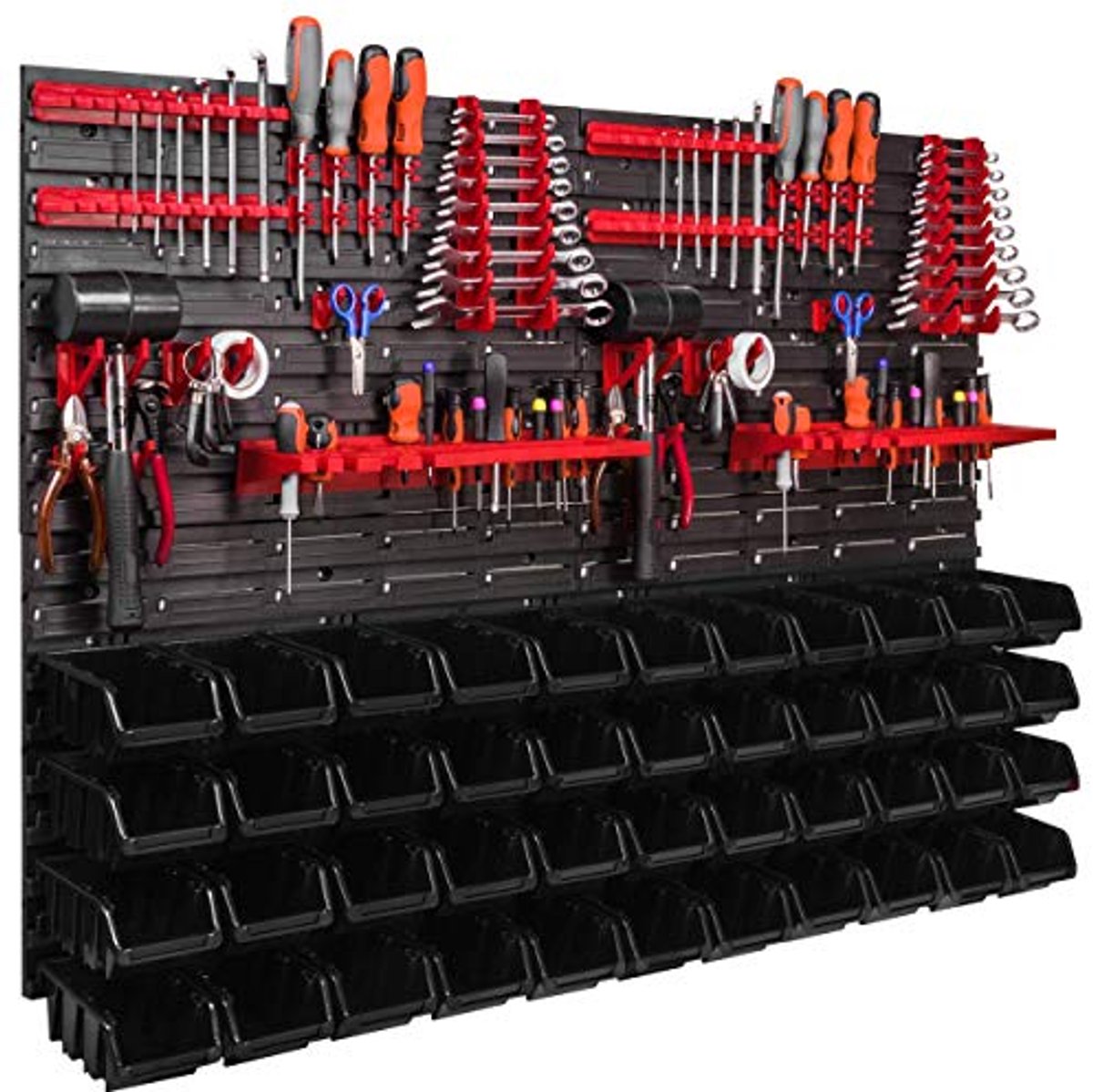 Opbergsysteem Wandrek 1152 x 780 mm met Gereedschapshouders en Stapelbakken