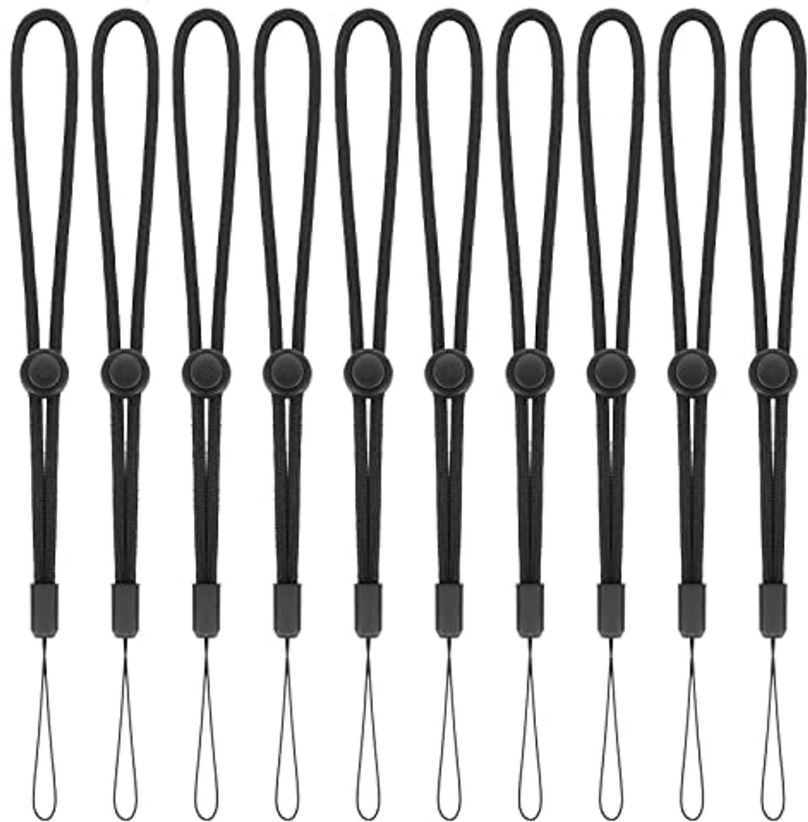 Verstelbare nylon lanyard met handpolsband voor telefoon, camera, sleutels en meer - 10 stuks