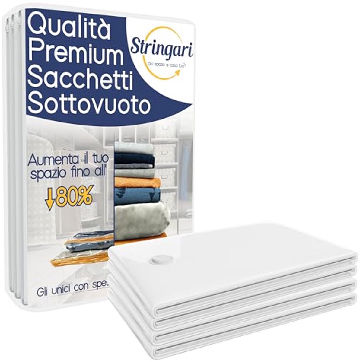 Vacuum bags 80 x 60 cm – 4 high-quality bags for clothes and duvets