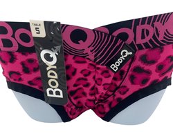 BodyQ Men's Underwear Boxer - Panter Look Roze & Roze Zwarte Band - Medium - Sexy Lingerie voor Mannen
