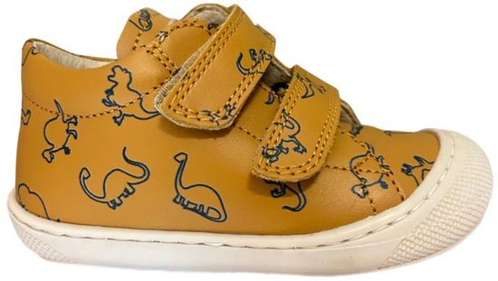 Naturino - Cocoon - Pointure 20 - Baskets montantes en cuir à scratch - Bleu dinosaure - Ocre