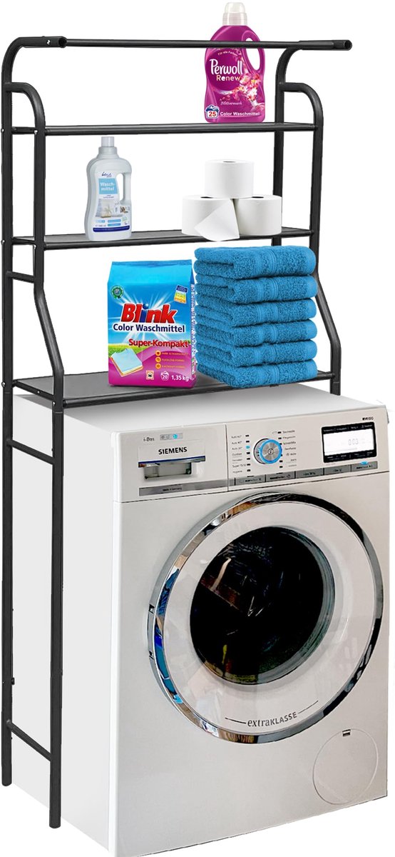 Azomor® Stijlvolle opbergrek voor badkamer met hangrail en drie planken