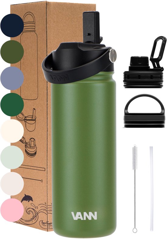 Gourde Isotherme 50 Oz Acier Inoxydable - Bouchon Paille - Noire - BJPKPK