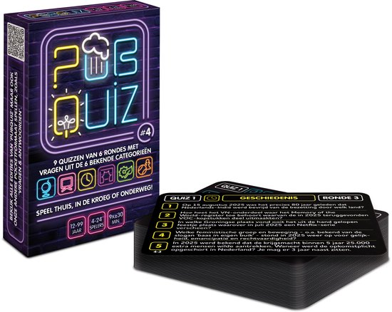 Pubquiz #4 (***over 2025***; 9x Nederlandse pubquiz van 6 rondes) - Kaartspel - Pocketformaat Quizspel / Partyspel met Trivia voor thuis, in de kroeg of onderweg - 4-24 spelers / groepen - 198 nieuwe Nederlandse vragen!