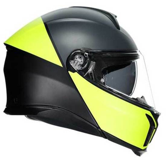 Casque moto AGV Tourmodular Perception noir mat jaune fluo casque système XL