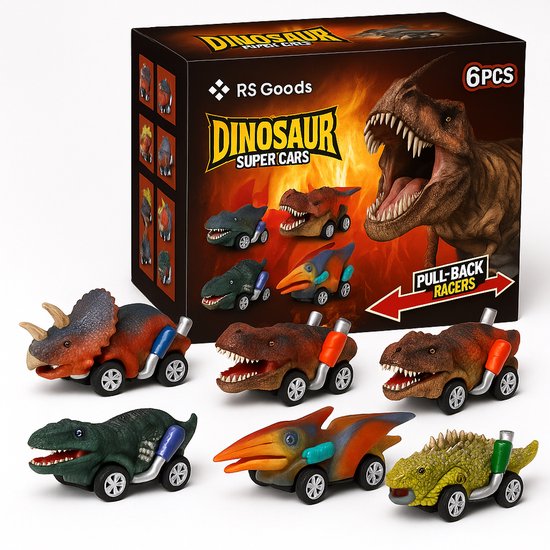 Dinosaurus auto speelgoed jongens 6st - Jurassic Speelgoed autos jongens speelfiguren - Peuter speelgoed 1 jaar Kleuter speelgoed 2 jaar - Dino speelgoed auto Dinosaurus speelgoed 3 jaar kinderen - Jongens speelgoed 4 jaar - Meisjes speelgoed 5 jaar