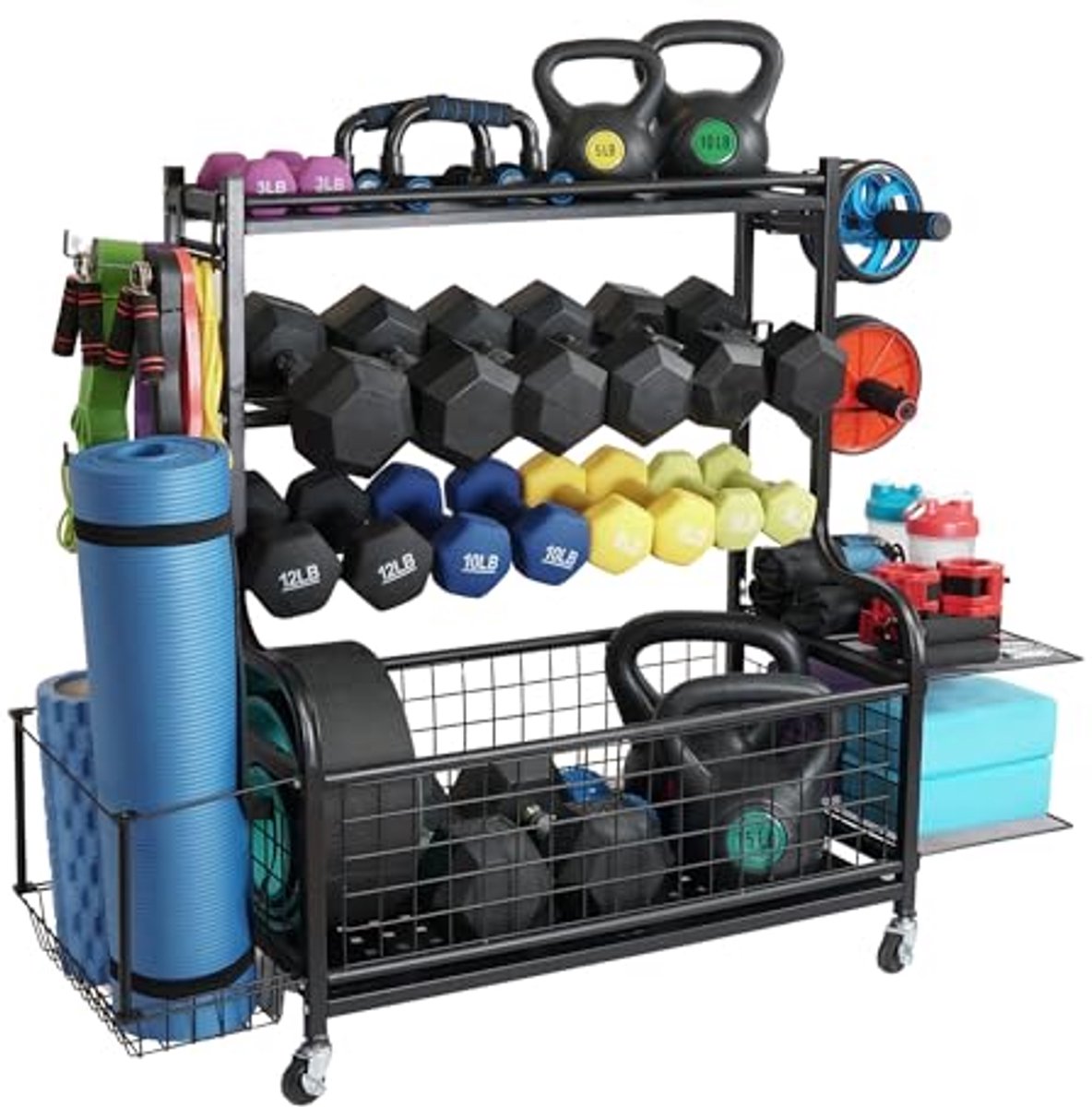 Robuust Halterrek voor Thuisgym, Verstelbare Breedte, Geschikt voor Gewichten tot 269 kg - Ideaal voor Kettlebells en Accessoires