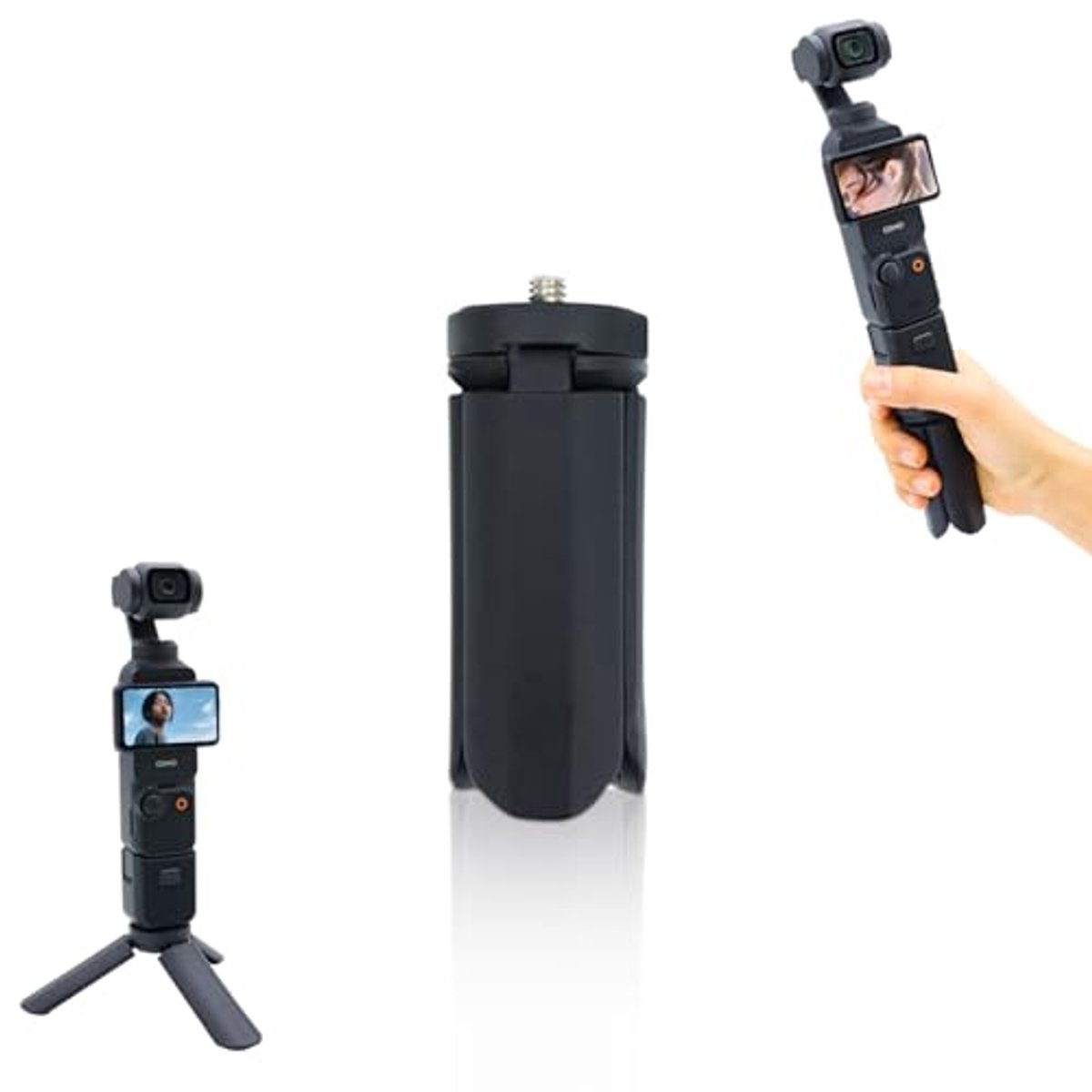 Draagbare Mini Tripod voor Action Cameras en Pocket Cameras - Opvouwbare Desktop Stand en Handgreep met 1/4" Schroefdraad
