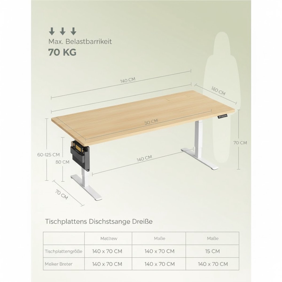 Luxe Elektrisch In Hoogte Verstelbaar Zit-Sta Bureau 180x80 cm – Ergonomisch Bureau met 4 Geheugenstanden, USB-C Snellaadpoort, Kabelmanagement, Goudeiken Blad & Zwart Stalen Frame – Stil & Duurzaam Kantoorbureau voor Thuis en Werk – Ganeey