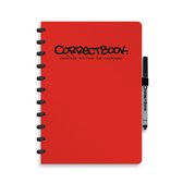 Cahier effaçable Correctbook A4 – Rouge Horizon – Ligné – Carnet réutilisable – Comprend un stylo et un essuie-tout – Peut être complété par des pages supplémentaires