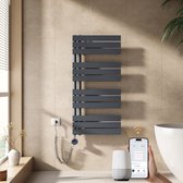 EMKE Elektrische Handdoekradiator - Slimme Bediening - APP Week Timer - 104x50cm - 600W - Mat Antraciet