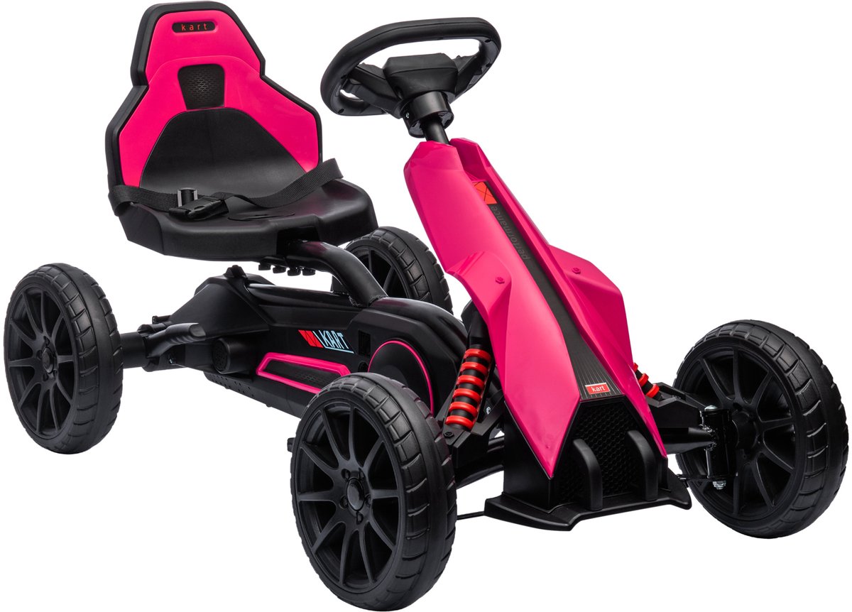 HOMCOM Trapauto met pedalen Kunststof, Metaal 100L x 58B x 58,5H cm Roze