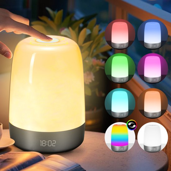 YONO Wake Up Light - Lichtwekker - Digitale Wekker - met 7 Natuurgeluiden - Slaapkamer - Zwart